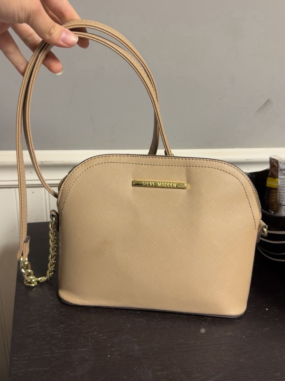 Steve Madden Tan Dome Crossbody Bag with Chain Strap